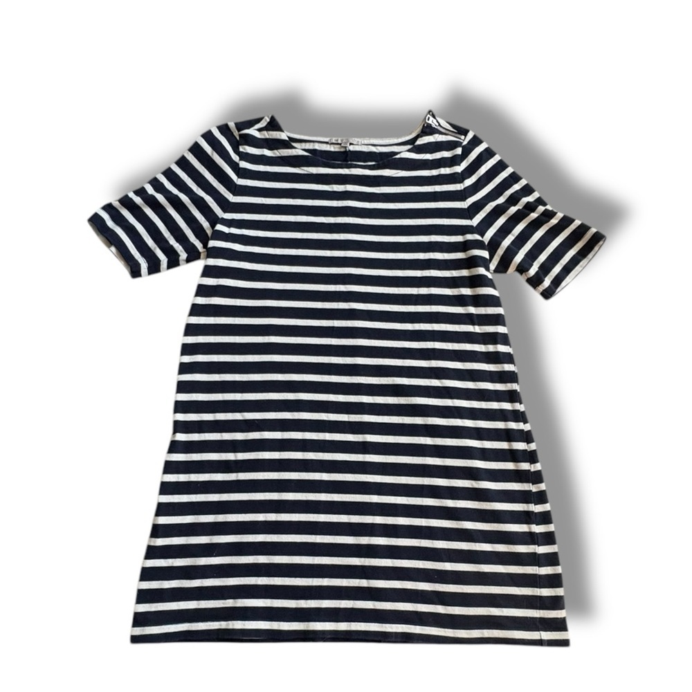Gap Women’s Navy and White Stripe Dress with Zipper Shoulder Accent size XL